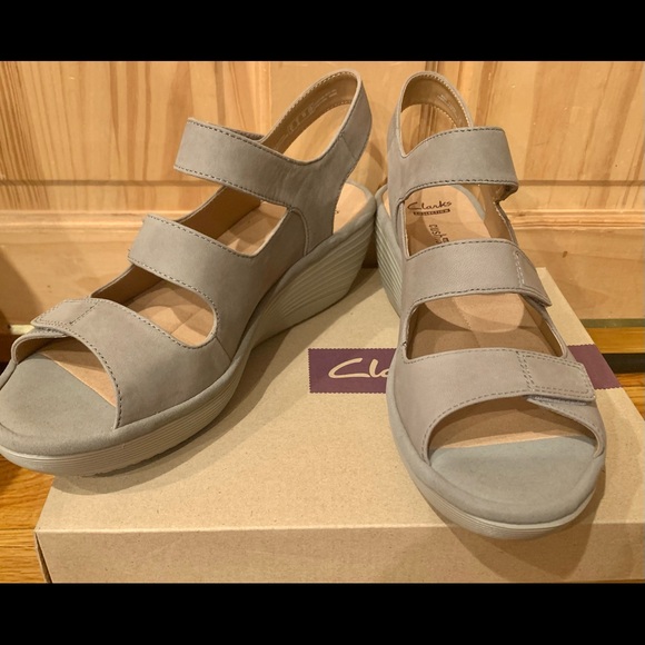Clarks Shoes - Clark’s Taupe Leather Sandals Size 9W- Brand New w/Box.